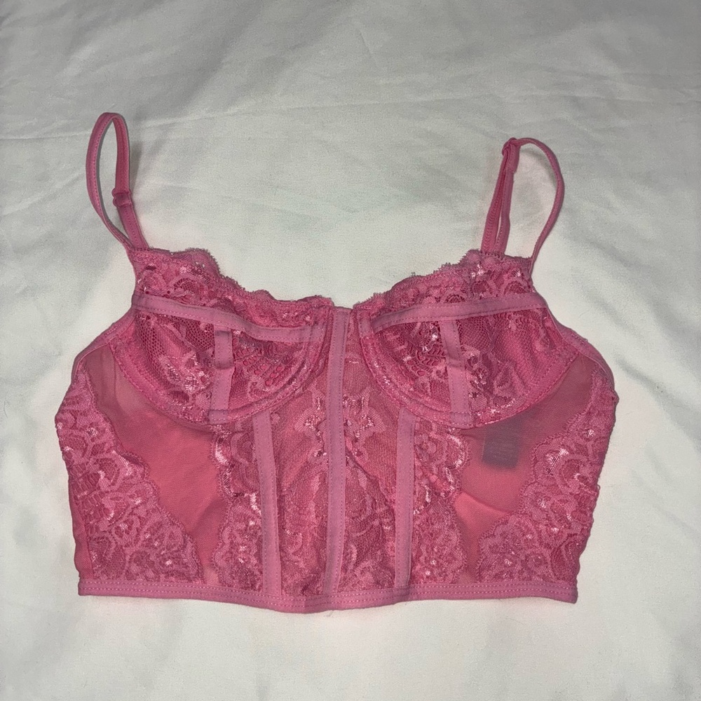 Tilly’s Pink Cropped Corset Top Size Small